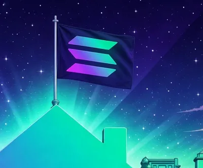 The Solana flag flying above the roof